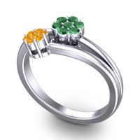 Simple Floral Pave Medin Ring