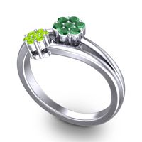 Simple Floral Pave Medin Ring