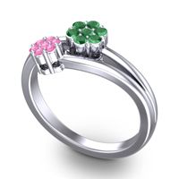 Simple Floral Pave Medin Ring