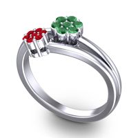 Simple Floral Pave Medin Ring