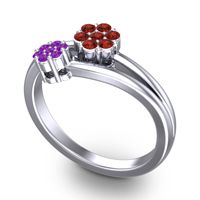 Simple Floral Pave Medin Ring