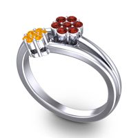 Simple Floral Pave Medin Ring