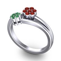 Simple Floral Pave Medin Ring