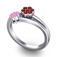 Simple Floral Pave Medin Ring