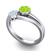 Simple Floral Pave Medin Ring