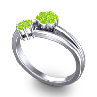 Simple Floral Pave Medin Ring