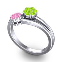 Simple Floral Pave Medin Ring
