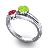 Simple Floral Pave Medin Ring