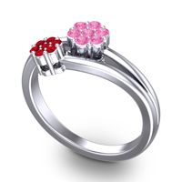Simple Floral Pave Medin Ring