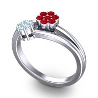 Simple Floral Pave Medin Ring