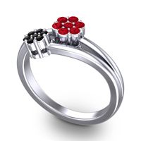 Simple Floral Pave Medin Ring