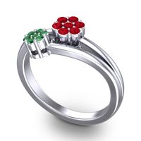 Simple Floral Pave Medin Ring