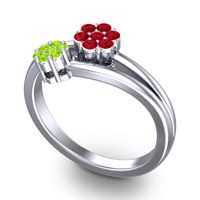 Simple Floral Pave Medin Ring