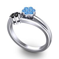 Simple Floral Pave Medin Ring