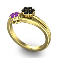 Simple Floral Pave Medin Ring