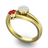 Simple Floral Pave Medin Ring