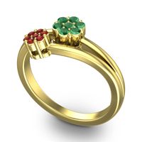 Simple Floral Pave Medin Ring