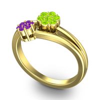 Simple Floral Pave Medin Ring