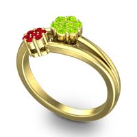 Simple Floral Pave Medin Ring