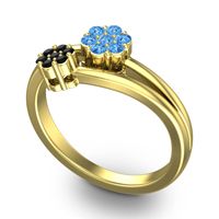 Simple Floral Pave Medin Ring