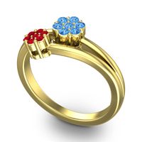 Simple Floral Pave Medin Ring