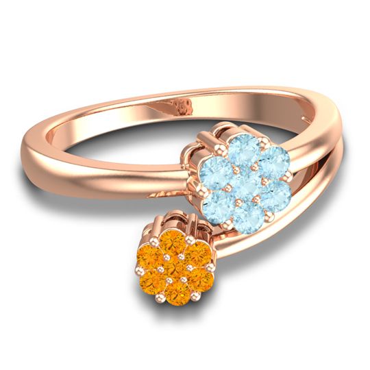 Simple Floral Pave Medin Ring