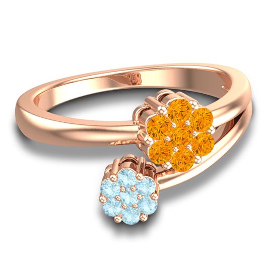 Simple Floral Pave Medin Ring