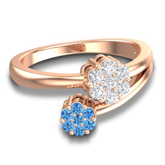 Simple Floral Pave Medin Ring