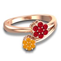 Simple Floral Pave Medin Ring
