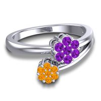 Simple Floral Pave Medin Ring