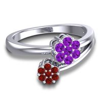 Simple Floral Pave Medin Ring