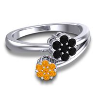 Simple Floral Pave Medin Ring