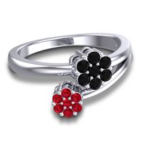Simple Floral Pave Medin Ring