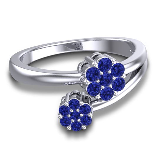 Simple Floral Pave Medin Ring