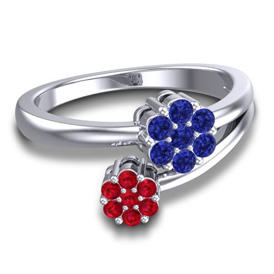 Simple Floral Pave Medin Ring