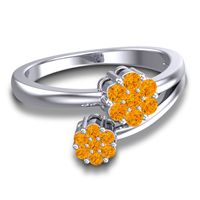 Simple Floral Pave Medin Ring