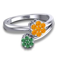 Simple Floral Pave Medin Ring