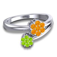 Simple Floral Pave Medin Ring