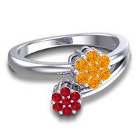 Simple Floral Pave Medin Ring