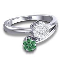 Simple Floral Pave Medin Ring
