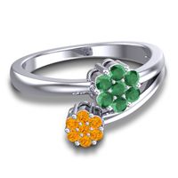 Simple Floral Pave Medin Ring