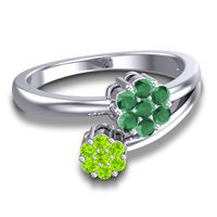 Simple Floral Pave Medin Ring