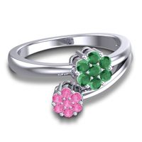 Simple Floral Pave Medin Ring