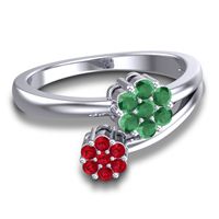 Simple Floral Pave Medin Ring