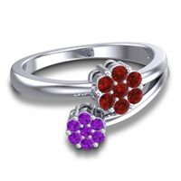 Simple Floral Pave Medin Ring