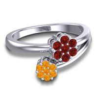 Simple Floral Pave Medin Ring
