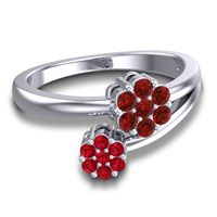 Simple Floral Pave Medin Ring