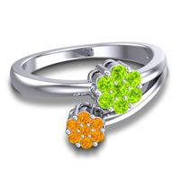 Simple Floral Pave Medin Ring
