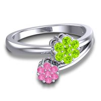 Simple Floral Pave Medin Ring