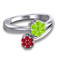 Simple Floral Pave Medin Ring